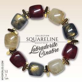 Kit bracelet  - Collection SquareLine - Labradorite cinabre