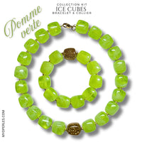 Kit bracelet & collier - Collection Ice cubes - Pomme verte