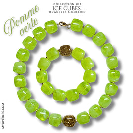 Kit bracelet & collier - Collection Ice cubes - Pomme verte