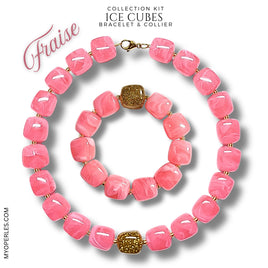 Kit bracelet & collier - Collection Ice cubes - Fraise