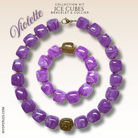 Kit bracelet & collier - Collection Ice cubes - Violette