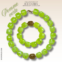 Kit bracelet & collier - Collection Ice cubes - Pomme verte