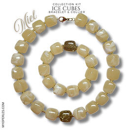 Kit bracelet & collier - Collection Ice cubes - Miel