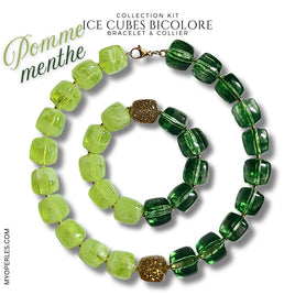 Kit bracelet & collier - Collection Ice cubes - Bicolore Pomme-menthe
