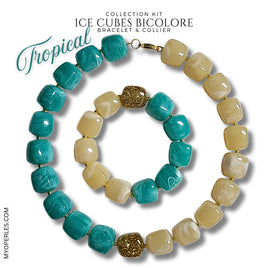 Kit bracelet & collier - Collection Ice cubes - Bicolore Tropical