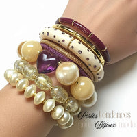 2- Boules aplaties en verre 12mm, Abacus Ivoire nacré