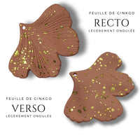 34 -Pendentif Ginkgo Splatter, Citron mat