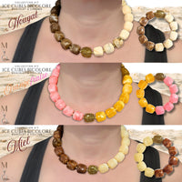 Kit bracelet & collier - Collection Ice cubes - Bicolore Orange-fraise