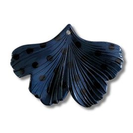13 -Pendentif Ginkgo à pois, Bleu marine