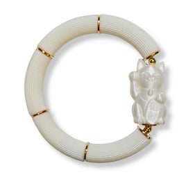 Bracelet Chat chanceux Neko, Blanc Cassé