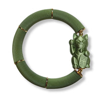 Bracelet Chat chanceux Neko, Vert Kaki