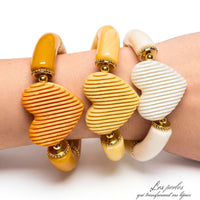 4 - Cœur cannelé gros trou, Mandarine satin