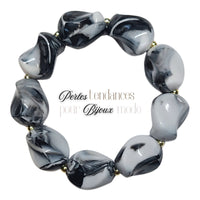 8- Galet Twisty, Blanc & Noir marbré